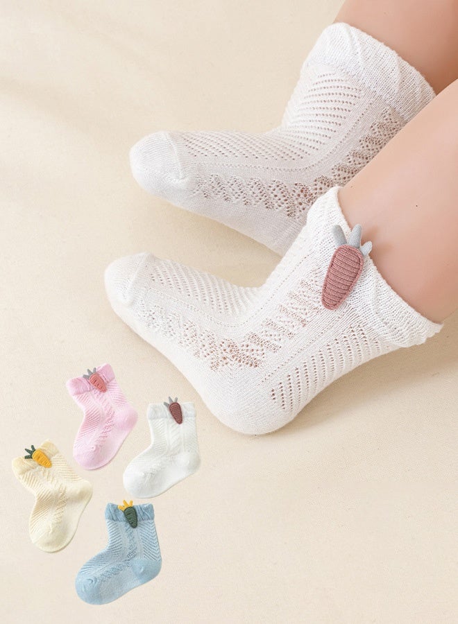 Hanayo 4 Pairs Kids Socks Girls and Boys Cotton Socks Comfortable Unisex Socks for Newborn Infant Toddlers Perfect for All Seasons(Multicolour) - Image 2